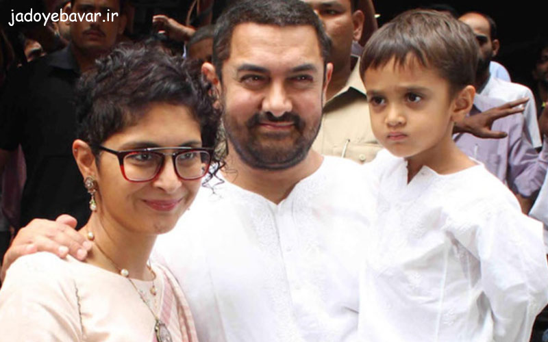 عامر خان در کنار همسر و فرزندش